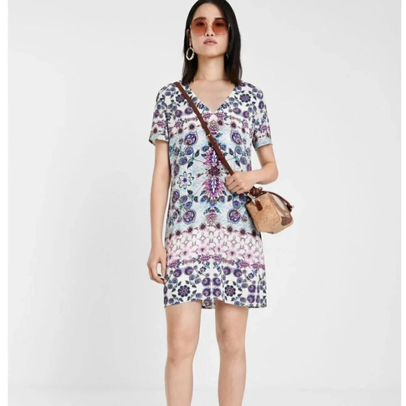 NWT Desigual Boho Floral Shift Dress 42 / XL - Picture 2 of 11